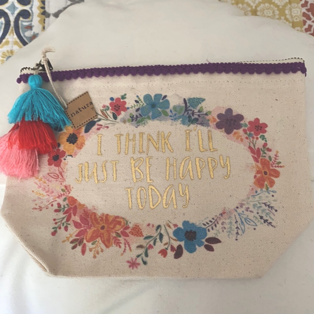 Francesca’s Be Happy Cosmetic Bag NWT